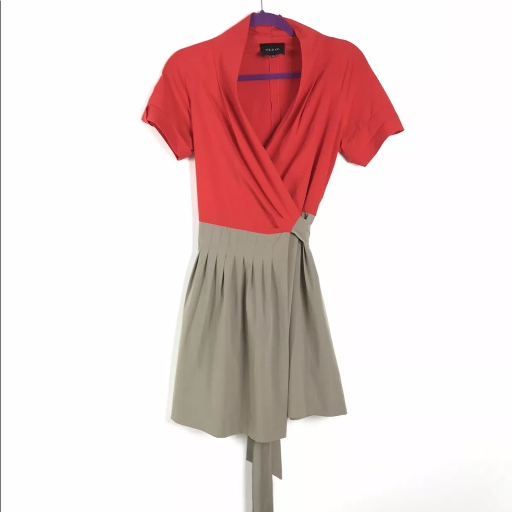 Ark & Co. Wrap Dress Size Medium Color Block Red